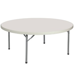 Hampden Furnishings 71" Baldwin Collection Round Folding Table Gray: Stain-Resistant, Seats 12, No Assembly Required - 1 of 4