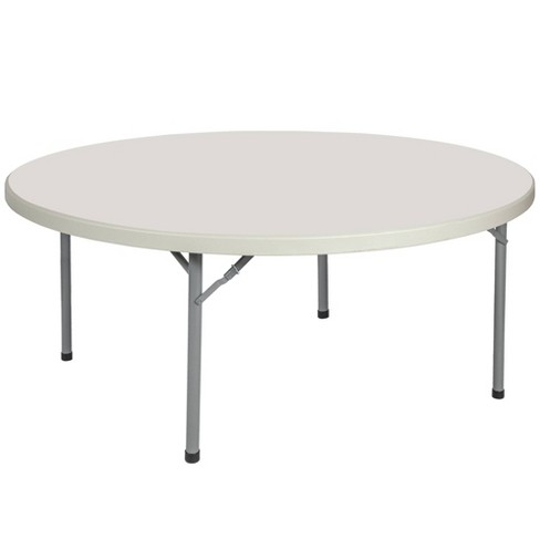 Hampden Furnishings 71" Baldwin Collection Round Folding Table Gray: Stain-Resistant, Seats 12, No Assembly Required - image 1 of 4