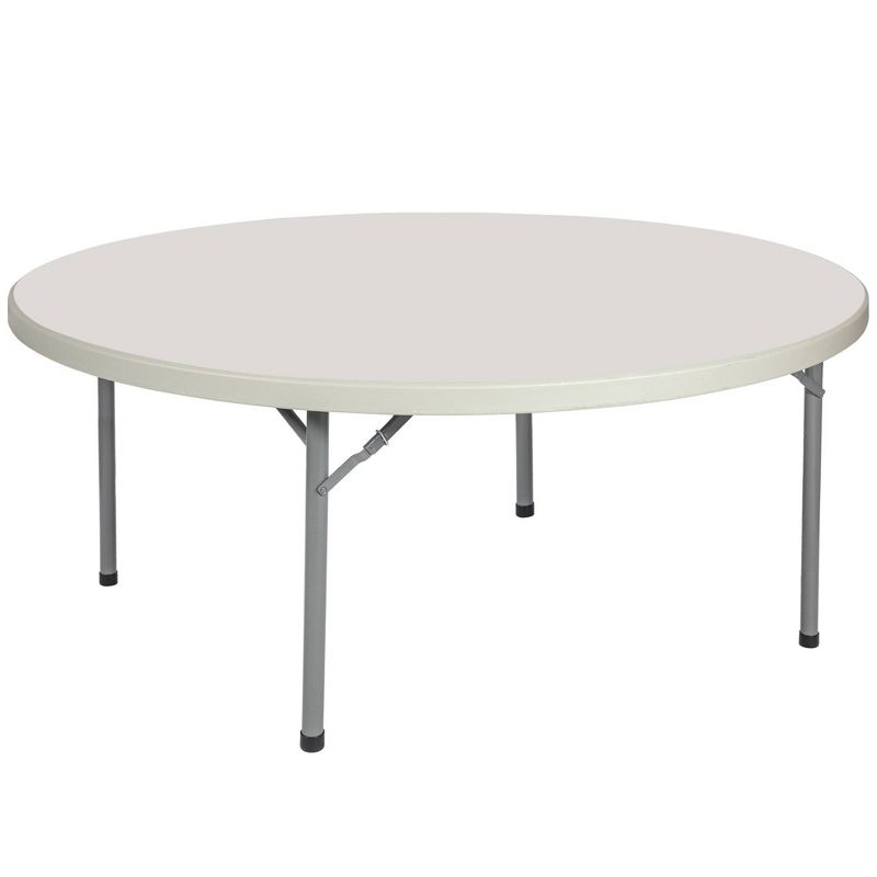 Hampden Furnishings 71&#34; Baldwin Collection Round Folding Table Gray, 1 of 5