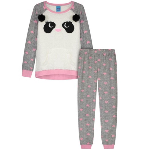 Sleep On It Girls Fuzzy Panda Soft Novelty Fleece 2-piece Pajama Sleep ...