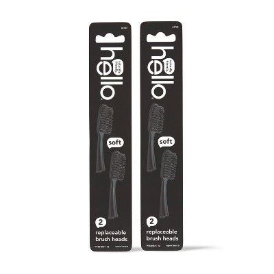 hello Sustainable Manual Toothbrush Head Refills, Black - Trial Size - 4pk
