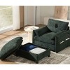 Single Chaise Lounge Sofa with Storage Ottoman, Sofa with Charging Port and Side Pockets, Chenille Fabric Sofa with Cushion-Coolbibila - 2 of 4