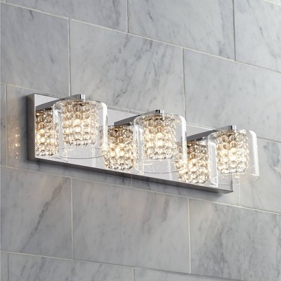 Coco Chrome 25.59" Modern 3-Light Bathroom Vanity Light with Crystal Beads