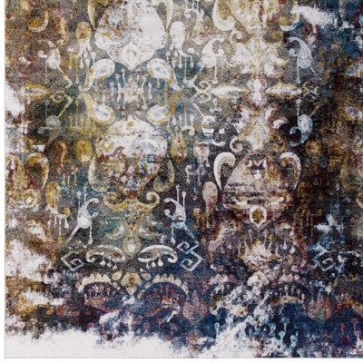 Modway Success Jayla Transitional Distressed Vintage Floral Moroccan Trellis 4x6 Area Rug