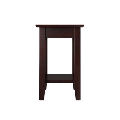 Espresso Solid Wood Mission End Table with USB Charger