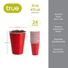 True Red Party Cups, disposable Cups for Parties, Cup, Perfect for Outdoor Drinking Games, Drink Tumblers, set of 24, 16oz, Red - 3 of 4
