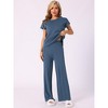 INSPIRE CHIC Women's Knit Matching Sweatsuits Tops and Wide Leg Pants 2 Piece Outfits Sets - 2 of 4
