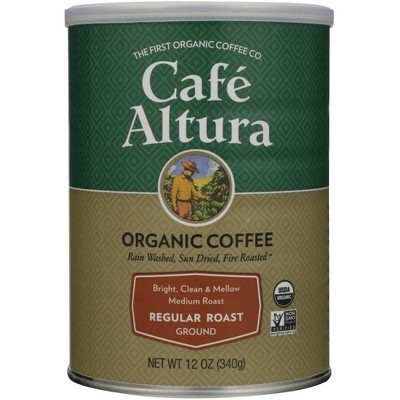 Cafe Altura Ground Organic Coffee, Regular Roast, 12 Ounce (Pack of 3)
