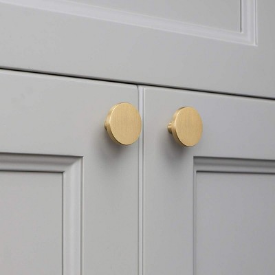 attop Round Cabinet Knobs, Solid Brass Dresser Knobs Brushed Gold Cabinet Knobs for Kitchen Drawers(12Pcs, 1.1"x0.78")