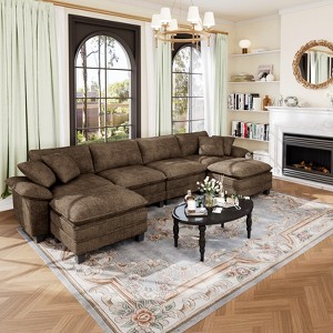 Captiva Designs Cloud Modular Sectional Sofa, 157.5" U-Shaped 6-Seater Couch with Ottomans - 1 of 4