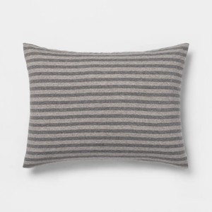 Standard Jersey Pillow Sham Gray Stripe - Room Essentials