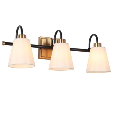 LNC Jacarmellia Polished Gold  and Matte Black with White Fabric  Modern Vanity Lights ,1Light/2 Light/3 Light/4 Light