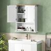 HOMCOM Over the Toilet Bathroom Wall Cabinet, Modern Bathroom Cabinet Wall Mounted Medicine Cabinet with 2 Doors, Adjustable Shelf, White - 3 of 4