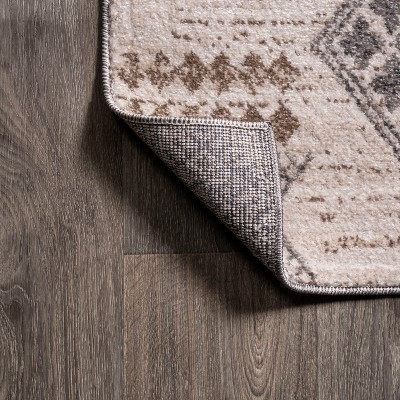Modern Moroccan-Inspired Beige and Gray Geometric Synthetic Area Rug 3x5