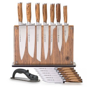 Schmidt Brothers Cutlery Zebra Wood 15pc Knife Block Set: Stainless Steel Kitchen Knives, Forged, Hand Wash, Wood Handle - 1 of 4