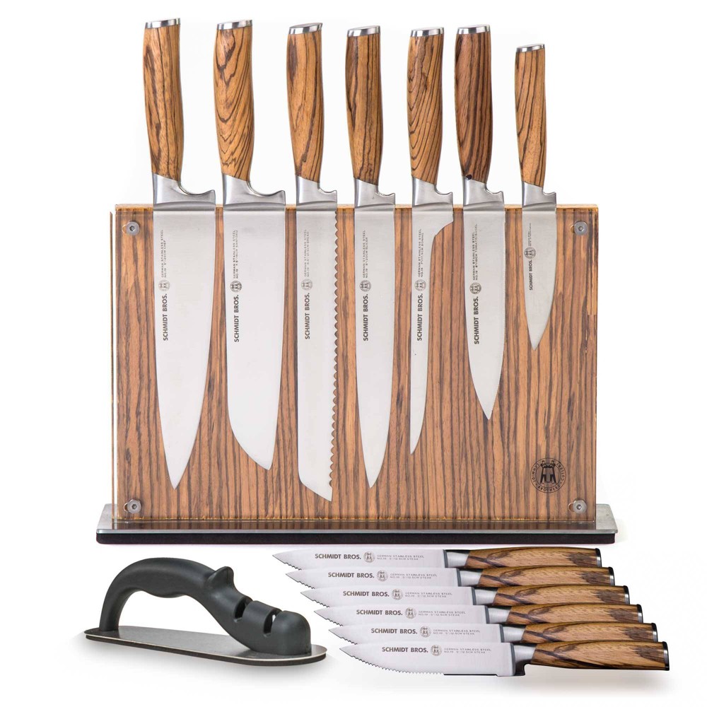 Photos - Kitchen Knife Schmidt Brothers Cutlery Zebra Wood 15pc Knife Block Set
