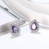 Halo Teardrop Stud Earrings for Women Sterling Silver Purple Cz Ginger Lyne Collection - 4 of 4