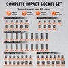 VEVOR Impact Socket Set 130 Piece 3/8" & 1/2" - SAE & Metric Drive Socket Set - 6 Point Cr-Mo Alloy Steel for Auto Repair - Easy-to-Read Size,BLACK - 4 of 4