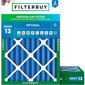 Filterbuy 14x18x4 Air Filter (2-Pack), Pleated MERV 13 Health Defense Replacement HVAC AC Furnace Filters (Actual Size: 13.50 x 17.50 x 3.63) - 1 of 4