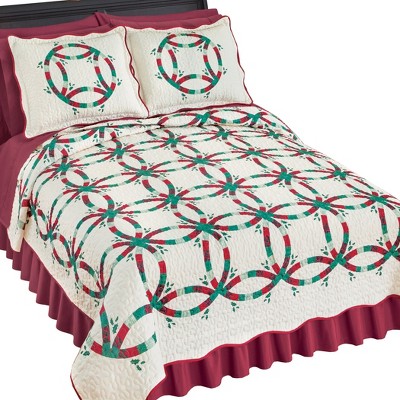 Collections Etc Floral Patchwork Quilt - Scalloped Edge, Neutral Multi Colors, Full/Queen Size