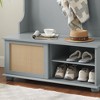 Sapphtopaz Modern Hall Tree with Bench and Rattan Door Shoe Storage, 4-in-1 Entryway Bench with 4 Coat Hooks and Cabinets for Entryway, Hallway - 4 of 4