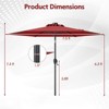 Costway 7.5 ft Solar Powered Patio Umbrella with LED Lights Push Button Tilt Crank Handle Beige/Gray/Navy/Black/Brown/Red - 3 of 4