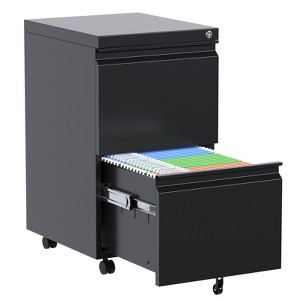 2 Drawer File Cabinet on Wheels, Home Office Mobile File Drawers Under Desk, Filing Cabinets with Drawers for Legal/Letter/A4 File Folders - 1 of 4