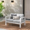 Heynemo Patio Furniture Aluminum Loveseat, All-Weather Outdoor 2 Seats Sofa Couch - 2 of 4