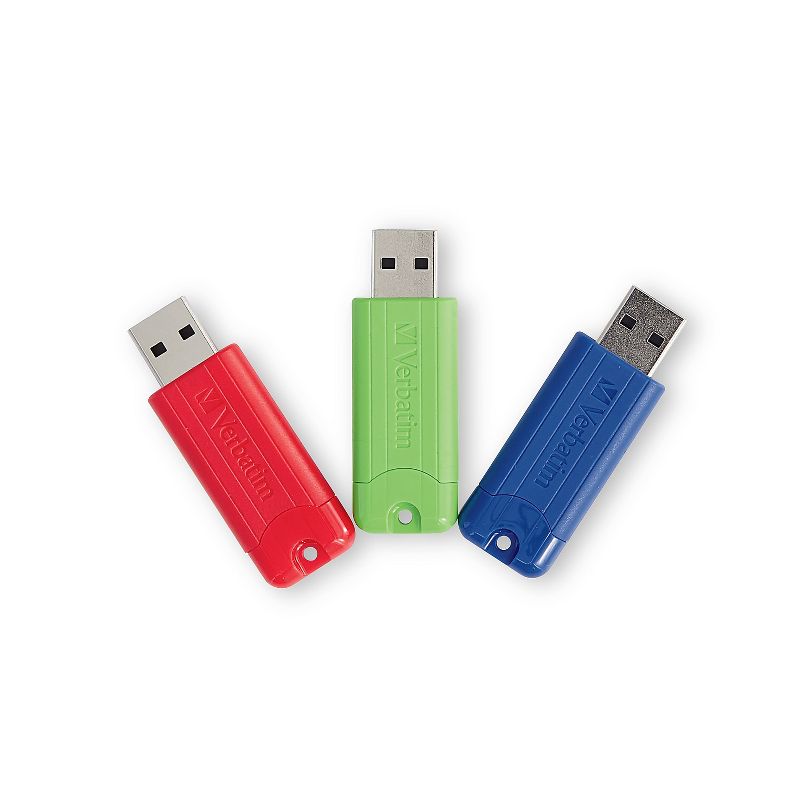 Verbatim PinStripe 128GB USB 3.2 Type-A Flash Drive Red/Green/Blue 3/Pack (70390), 4 of 9