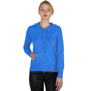 JENNIE LIU Women's 100% Pure Cashmere Long Sleeve Zip Hoodie Cardigan Sweater - 1 of 2