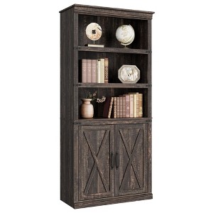 Book Case with Doors, 5 Tier Book Shelf with Cabinet, 68.7" Tall 5 Shelf Book Case for Living Room, Home Office - 1 of 4