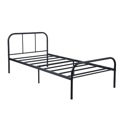FurnitureR Metal Bed Frame Twin Size with Headboard and Footboard, , Noise-Free Design, Underbed Storage, No Box Spring Required, Black