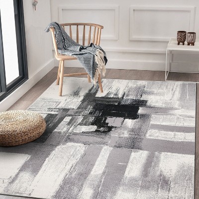 Contemporary Black and Gray Abstract 5' x 7' Area Rug
