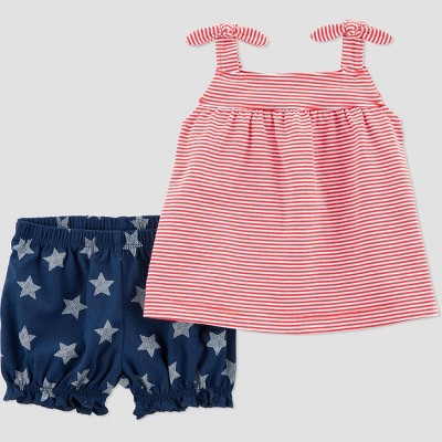 Carter's Just One You® Baby Girls' 2pc Stripes and Stars Top & Bottom Set