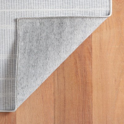 Samson Gray Striped Machine Washable Synthetic Rug 2' x 3'