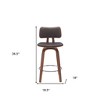 HomeRoots 26" Brown And Wood Brown Faux Leather Swivel Low Back Counter Height Bar Chair - 3 of 4