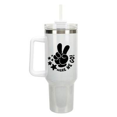 100 North Here We Go! Stars Cart Racer Video Game Wrap-Around 40 Oz. Stainless Steel Water Bottle Coffee Mug, Spill & Leak Resistant, Travel Tumbler