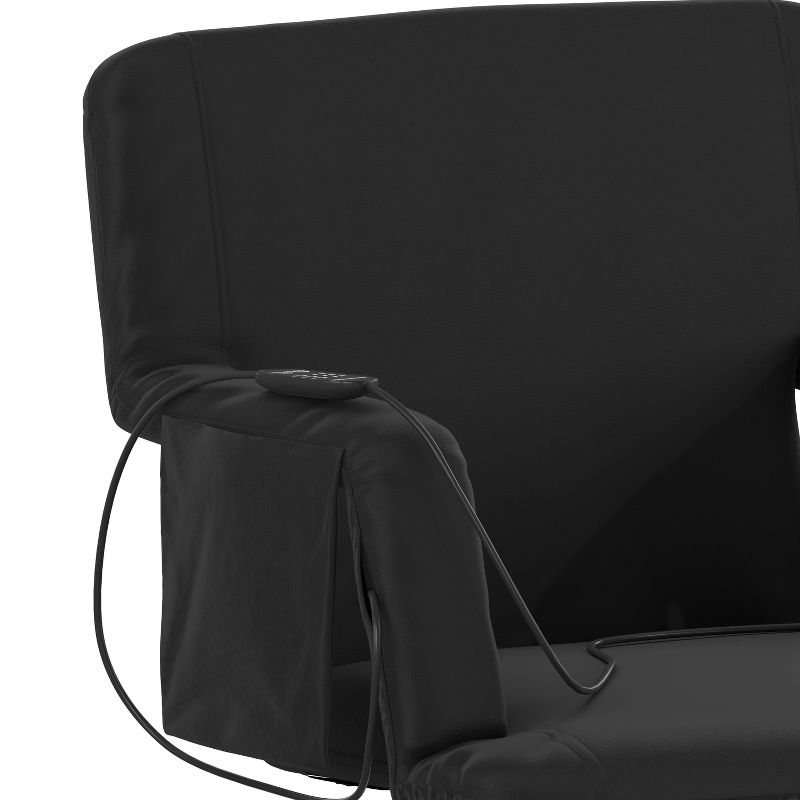Flash Furniture Extra Wide Foldable Reclining Heated Stadium Chair with Backpack Straps - Black, 3 of 17