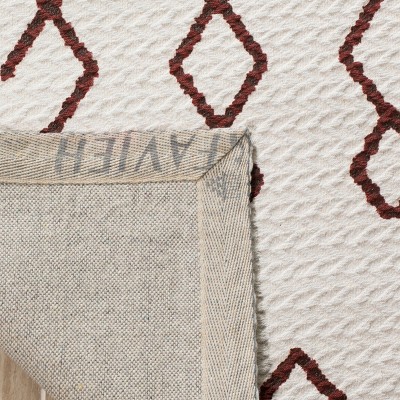 Ivory and Rust Geometric Cotton Runner Rug 2'3" x 6'