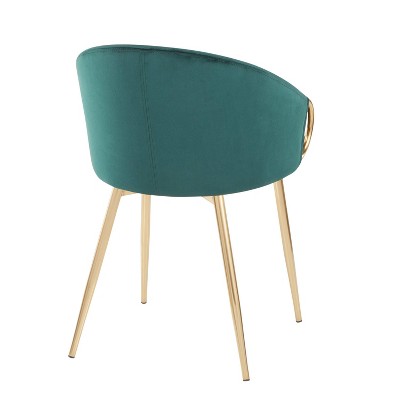 Emerald Green Velvet Upholstered Dining Chair with Gold Metal Frame