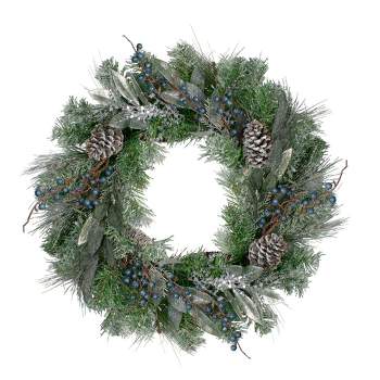 Northlight Mixed Pine and Blueberries Artificial Christmas Wreath -24-Inch, Unlit