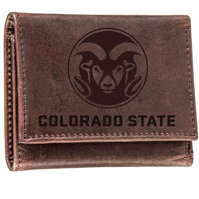 Evergreen NCAA Colorado State Rams Brown Leather Trifold Wallet Officially Licensed with Gift Box
