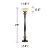 Barnes and Ivy Rita Vintage Rustic Torchiere Floor Lamp 75" Tall Acanthus Leaf Carved Wood Frosted Glass Shade for Living Room Bedroom Office House - 4 of 4