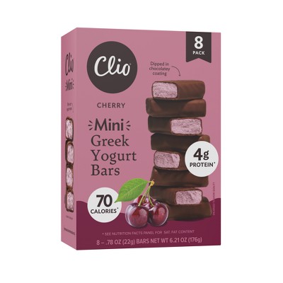Clio Snacks Cherry Dark Chocolate Covered Indulgent Greek Yogurt Bars - 6.21oz/8ct