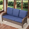 Buenhomino Outdoor Furniture 3-Seater Rattan Sofa Patio Wicker Sofa Couch Furniture Set with Glass Coffee Tables - 4 of 4
