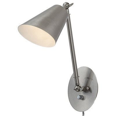 C Cattleya Brushed Nickel Wall Light Dimmable 2-in-1 Plug-in Swing Arm Wall Sconce