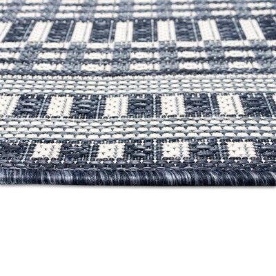 Navy Etched Border Flat Woven Indoor/Outdoor Rug
