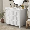 KWPZQEB Bathroom Vanity with Ceramic Sink, Freestanding Bathroom Sink Cabinet with Barn Doors & Adjustable Shelf, Storage Cabinet for Bathroom - 2 of 4