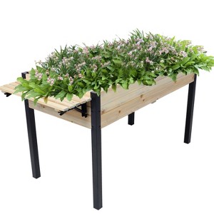 Gulches Raised Garden Bed, Metal Leg Wood Planter Boxes with Folding Storage Shelf,Elevated Planter Box - 1 of 4