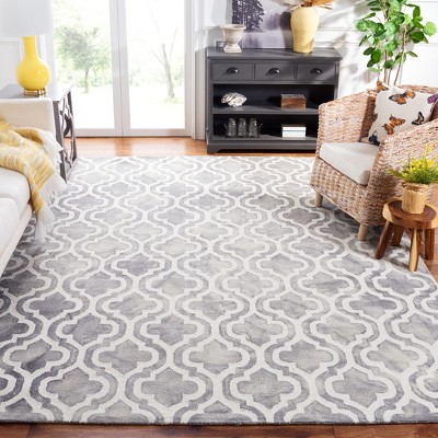 Grey and Ivory Hand-Tufted Wool Square Area Rug